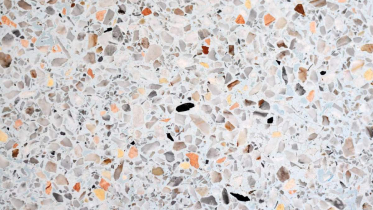 Close-up of terrazzo with multicoloured stone chips