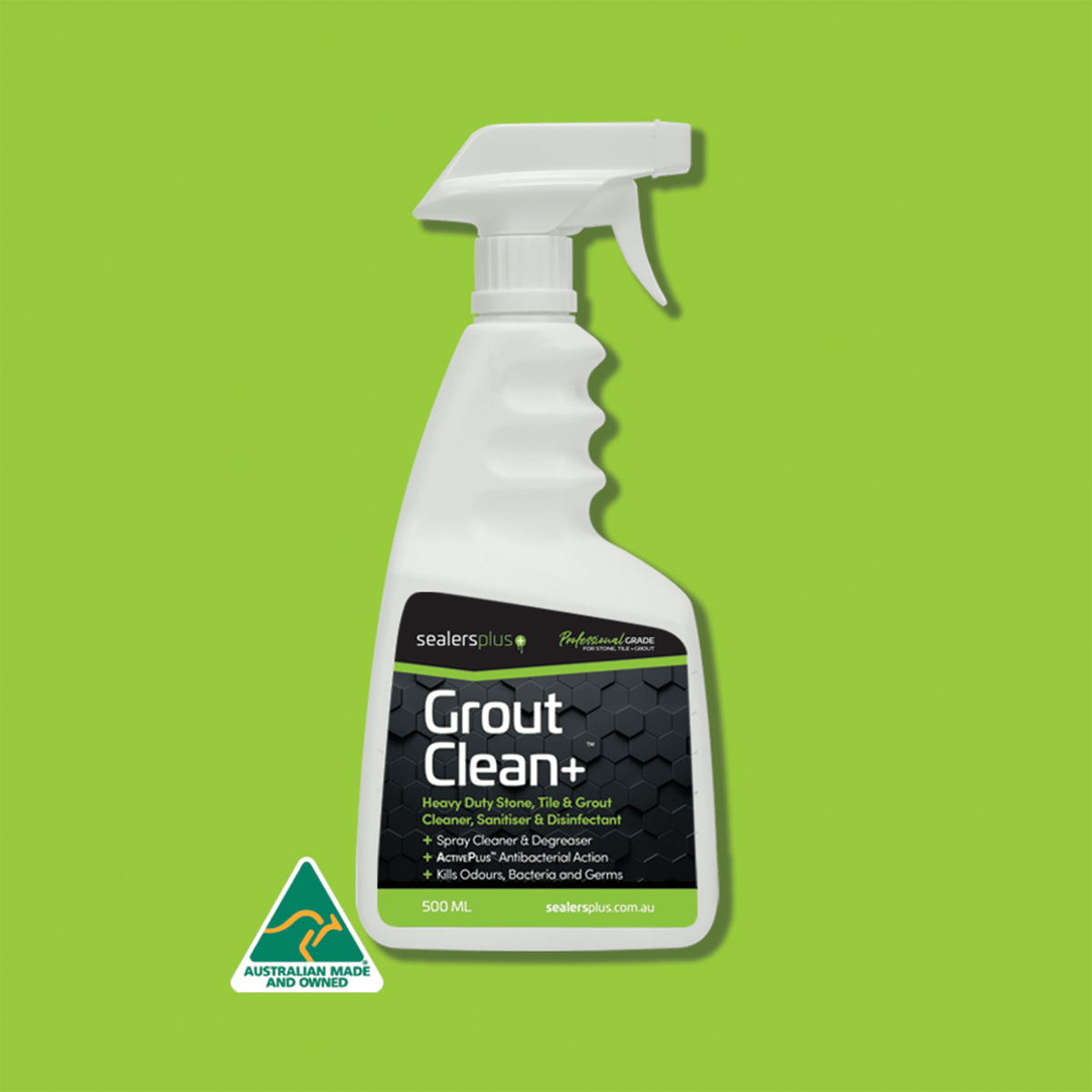 Grout Clean Pro+ pack shot – spray type heavy duty stone, tile and grout cleaner